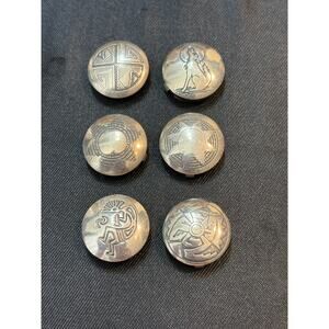 Vintage Sterling Silver Top southwestern Blazer Buttons Set of 6
